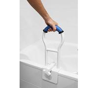 KMINA - Barre d'Appui Baignoire Senior Rembourrée (Baignoires à Bord Lisse ?9 cm), Poignée Sécurité Blanche, Sans Percage, Bleu