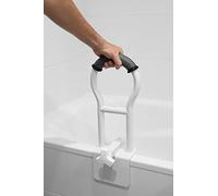 KMINA - Barre d'Appui Baignoire Senior Rembourrée (Baignoires à Bord Lisse ?9 cm), Poignée Sécurité Blanche, Sans Percage, Noir