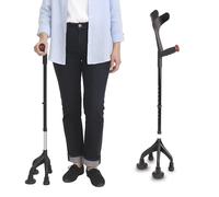 KMINA Béquille Adulte à 4 Pieds, Canne Quadripode Réglable, Robuste, Noir