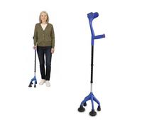 KMINA Béquille Adulte à 4 Pieds (Lourde et Robuste 1,5 kg), Béquille Médicale Quadripode, Réglable pour Utilisateurs ≥1,55 m, Brevetée - Made in Europe