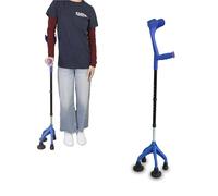 KMINA - Béquille Adulte à 4 Pieds (Lourde et Robuste 1,5 kg), Réglable pour Utilisateurs >1,55m de Hauteur, Design Breveté - Made in Europe