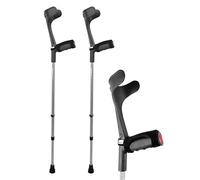 KMINA Béquilles Médicales Adultes avec Coussinet (x2 Unités), Cannes Anglaises Ergonomiques Réglables Orthopédiques, Noires - Made in Europe