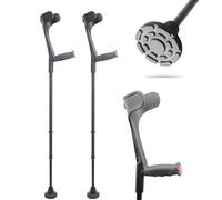 KMINA Béquilles Médicales Adultes (x2 Unités), Cannes Anglaises Réglables Orthopédiques, Confort, Noires - Made in Europe