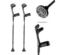 KMINA Béquilles Médicales Adultes (x2 Unités), Ergonomiques avec Coussinet, Réglables, Canne Anglaise Orthopédique, Noires - Made in Europe