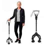 KMINA Canne de Marche Ergonomique à 4 Pieds (Lourde et Robuste 1,5 kg), Réglable pour Utilisateurs >1,55m de Hauteur, Design Breveté - Fabriqué en Europe