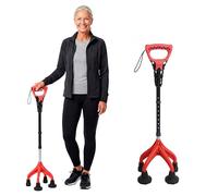 KMINA Canne de Marche Ergonomique à 4 Pieds (Lourde et Robuste 1,5 kg), Réglable pour Utilisateurs ?1,55 m, Design Breveté - Fabriqué en Europe