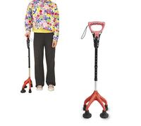 KMINA Canne de Marche Ergonomique à 4 Pieds (Lourde et Robuste 1,5 kg), Réglable pour Utilisateurs ≥1,55 m, Design Breveté - Made in Europe
