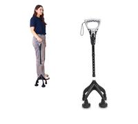 KMINA - Canne de Marche Ergonomique à 4 Pieds (Lourde et Robuste 1,5 kg), Réglable pour Utilisateurs >1,55m de Hauteur, Design Breveté - Made in Europe