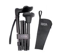 KMINA - Canne de Marche Ergonomique (Droite), Pliable et Réglable, Femme, Homme, Noir - Made in Europe