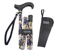 KMINA - Canne de Marche Femme, Luxe, Réglable, Pliante Fleur, Aluminium (Pliage Bleu) - KMINA Pro