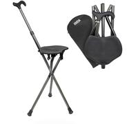 KMINA Canne Siège Fibre de Carbone, Chaise Pliante Portable, Aluminium, Tabouret 3 Pieds Réglable Noir - KMINA Pro