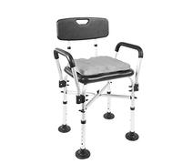 KMINA Chaise de Douche (150 kg) avec Double Traverse Renforcée, Accoudoirs, Coussin, Siège Réglable, Montage Facile sans Outils, Noir - Fabriqué en Europe