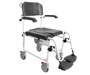 KMINA Chaise Percée Adulte à Roulettes, Toilette, Douche, Noir