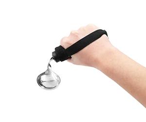 KMINA Cuillère Anti Tremblement Ergonomique, Aide aux Repas, Avec Poignée | Couvert Lesté Bilatéral à Velcro pour Adulte, Personne Âgée, Handicap et Parkinson, Inclinable à 90°, Droitier ou Gaucher