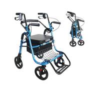 KMINA Déambulateur 4 Roues Pliable Léger avec Siège, Fauteuil Roulant, Bleu