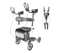 KMINA Déambulateur Avec Appuis-Avant-Bras, 4 Roues Pliable Léger, Siège Intégré, Idéal Personnes Âgées et Arthrite