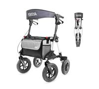 KMINA - Deambulateur Exterieur Tout Terrain (Cadre Robuste), 4 Roues avec Siège, Grosses Roues Pneumatiques, Rollator - KMINA PRO