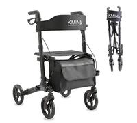 KMINA Déambulateur Pliable avec Siège pour Adultes, Rollator, Frein, Noir