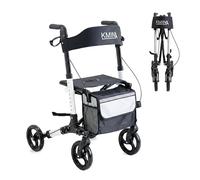 KMINA Déambulateur Pliable avec Siège, Rollator Adulte Réglable, Blanc