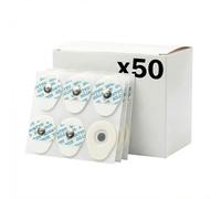 KMINA Électrodes ECG Adulte (50 unités), 35 x 42 mm, adhésives jetables, bouton pression universel, faible impédance, hypoallergéniques, sans latex