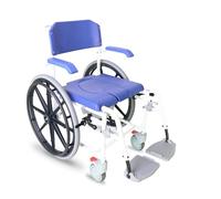 KMINA Fauteuil Roulant Douche Handicapé, Chaise Percée Toilette, Bleu