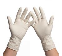 KMINA Gants Latex (100 Unités) Sans Poudre Taille M Jetables Blancs Surface Texturée Ambidextres avec Bord Roulé pour Nettoyage Atelier et Prise Précise