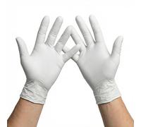 KMINA Gants Nitrile Jetables Blancs Sans Poudre (Boîte de 200, Taille XL), Sans Latex, Ambidextres pour Usage Professionnel et Alimentaire