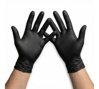 KMINA Gants Nitrile Jetables Noirs Sans Poudre (Boîte de 100, Taille M), Sans Latex, Ambidextres pour Usage Professionnel et Alimentaire