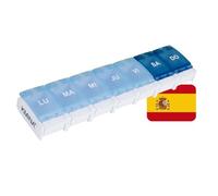 KMINA - Pilulier Semaine 7 Jours, Espagnol, Grande Capacité | Grande Capacité, Grand Format, Rangement Médicaments, Ouverture Bouton-poussoir, Semaine du Lundi au Dimanche, Plastique
