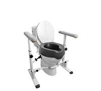 KMINA Rehausseur Toilette Adulte + Cadre de Toilette, Rehausseur WC Adulte avec Barre d’Appui, Sécurité Réglable, Mousse Confort