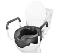KMINA Rehausseur Toilette Adulte (Hauteur 10 cm, Soft), Avec Accoudoirs, Siège de Toilette Surélevé avec Couvercle, Post-Opératoire, Noir