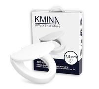 KMINA Rehausseur Wc Adulte (Hauteur 7,5 cm) Abattant à Fermeture Amortie, Compatible Cuvettes Ovales Standard, Matière Duroplast, Fixation Arrière, Blanc