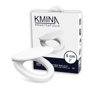 KMINA Rehausseur WC Adulte (Hauteur 5 cm) Abattant à Fermeture Amortie, Matière Duroplast, Compatible avec Toilettes Standards, Blanc