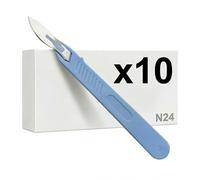 KMINA Scalpel Stérile Jetable N° 24 (10 Unités) Bistouri avec Lame en Acier Inoxydable 6Cr13, Manche ABS, Emballage Individuel Thermoscellé et Sans Latex