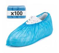 KMINA Surchaussures Jetables, Couvre-Chaussures Bleu, Élastique | 100 pcs, 1 Boîte, Polyéthylène PE Lisse 0,018 mm, Imperméables, 41 X 15,5 cm, Ouverture 6 cm, Ambidextres