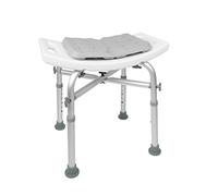 KMINA Tabouret de Douche (150 kg) avec Double Traverse Renforcée, Coussin, Siège Réglable, Chaise de Douche, Assemblage sans Outil, Blanc - Fabriqué en Europe