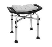 KMINA Tabouret de Douche (150 kg) avec Double Traverse Renforcée, Coussin, Siège Réglable, Chaise de Douche, Assemblage sans Outil, Noir - Fabriqué en Europe