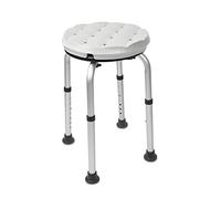 KMINA Tabouret de Douche Rond (100 kg), Siège Noir avec Coussin, Chaise Réglable pour Personnes Âgées, Montage sans Outils