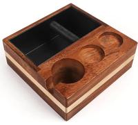 Kmise Boîte de rangement pour accessoires d'expresso en noyer naturel pour distributeur d'expresso, base de station de tampage, support de tamper, boîte de marc de café de 1,5 l (51/54 mm)