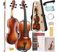Kmise Kit de démarrage pour violon 4/4 pour étudiants, débutants et adultes, ensemble de violon acoustique tigre flamme avec étui rigide, archet, colophane, cordes supplémentaires, épaulière, guide et