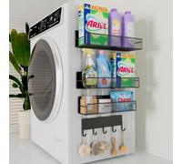 Kmise Lot de 4 étagères magnétiques pour machine à laver, organiseur de linge magnétique robuste avec crochets, étagère de machine à laver pour réfrigérateur, paniers de rangement en métal, placard et