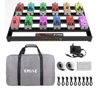 Kmise Medium 49x 31.5 x3.5cm Pedalboard Guitare, dix ports d’alimentation enfichables à l’avant avec rack d’alimentation d’effet, adaptateur, prise d’alimentation, câble, sac