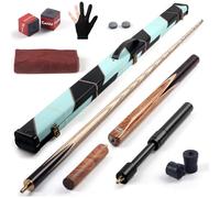 Kmise Queue de billard 3/4 fendue - Artisanat - Bâton de billard professionnel à 4 faces - Avec 2 rallonges - Ensemble complet avec embouts en cuir, craies, gants, protecteurs, serviette (567 g)