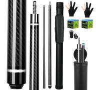 Kmise Queue de billard professionnelle en fibre de carbone de 147,3 cm, 623,7 g, faible déflexion avec pointe de 12,5 mm, bâtons de billard professionnels en fibre de carbone pour adultes