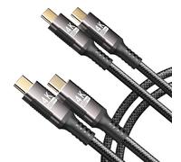 KMMXXCPM Cable USB C 1m+1m [1M/Lot de 2] Compatible avec Thunderbolt 3,Cable USB C 3.1 10Gbps Transfert de Données,USB Type-C 100W Charge Rapide,4K@60Hz/2K@120Hz Transfert Video HD Pour Moniteur.