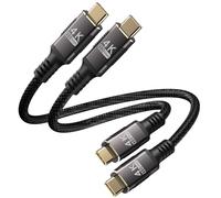 KMMXXCPM Cable USB C Court 15cm[0,15M/Lot de 2] Compatible avec Thunderbolt 3,Cable USB C 3.1 10Gbps Transfert de Données,Type-C 100W Charge Rapide,4K@60Hz/2K@120Hz Transfert Video HD Pour Moniteur.