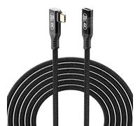 KMMXXCPM rallonge usbc 90 degrés 3 M,usb c femelle vers male rallonge Charge rapide 240W,Transmission de données 20Gbps,Vidéo 4K 60Hz Nylon Tressé Compatible thunderbolt 3 rallonge cable