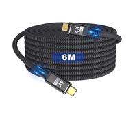 KMMXXCPM USBC Vers USBC Long 6m/6 mètres Compatible avec Thunderbolt 3 Cable,USB C 3.1 Cable 10Gbps Transfert de données,Type-C 100W Charge Rapide,4K@60Hz/2K@120Hz Transfert Video HD pour Moniteur.