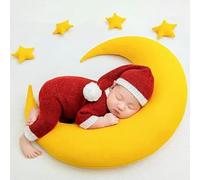 KMOCEPLY Accessoires de photographie pour nouveau-né - Coussin en forme de croissant de lune et étoiles pour séance photo de bébé - Coussin de positionnement pour bébé - Accessoires de prise de vue