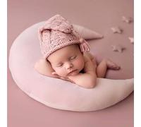 KMOCEPLY Accessoires de photographie pour nouveau-né - Coussin en forme de croissant de lune et étoiles pour séance photo de bébé - Coussin de positionnement pour bébé - Accessoires de prise de vue